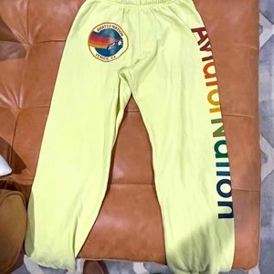 Neon Yellow Aviator Nation Sweatpants. Good condition.